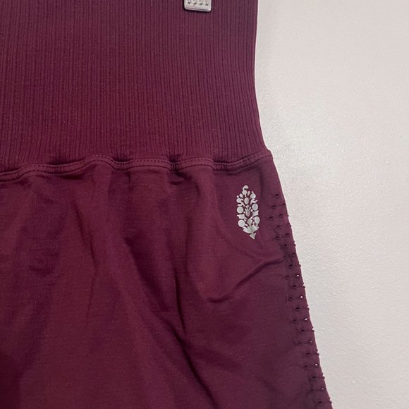 NWOT Free People Movement High Rise Good Karma Shorts in Maroon - Picture 4 of 7